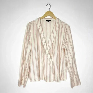 J. Crew Stripe Long Sleeve Wrap Blouse Size Large